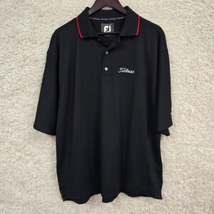 FootJoy Titleist Cobra Polo Shirt Mens XL Black Red Tipped Golf ProDry Pique
